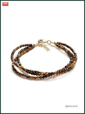 Natural Multi Strand Beaded Bracelet Handmade Gemstone Gold Plated